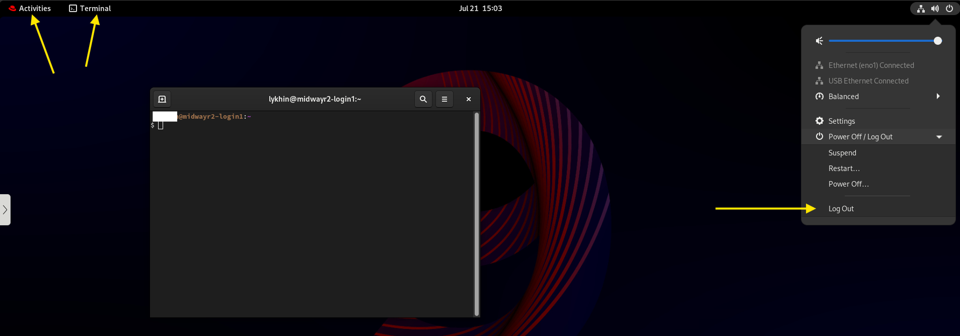 Screenshot showing ThinLinc logout